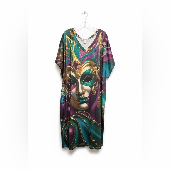 Unknown Dresses & Skirts - Elegant Mask Print Midi Dress